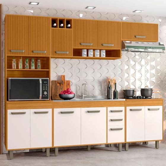 Cozinha Compacta 5 Peças com Balcão sem Tampo Malta Poliman Moveis Menor preço em Cozinha Compacta 5 Peças com Balcão sem Tampo Malta Poliman Moveis