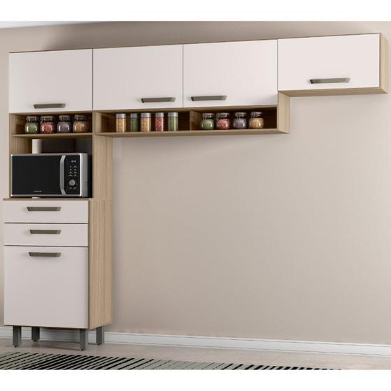 Imagem de Cozinha Compacta 5 Portas 2 Gavetas com Nicho para Microondas Siena