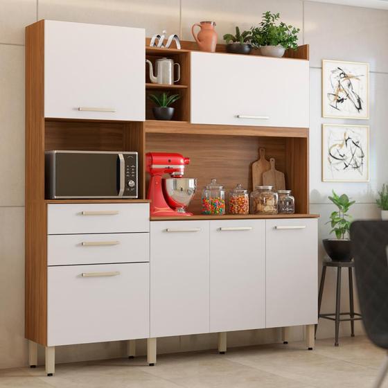 Imagem de Cozinha Compacta 6 Portas 2 Gavetas 178 cm Amêndola Branco Select Demóbile