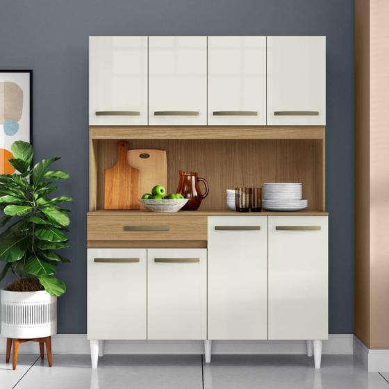 Imagem de Cozinha Compacta 8 Portas Cleo Contemporâneo ATACAMA/OFF-WHITE