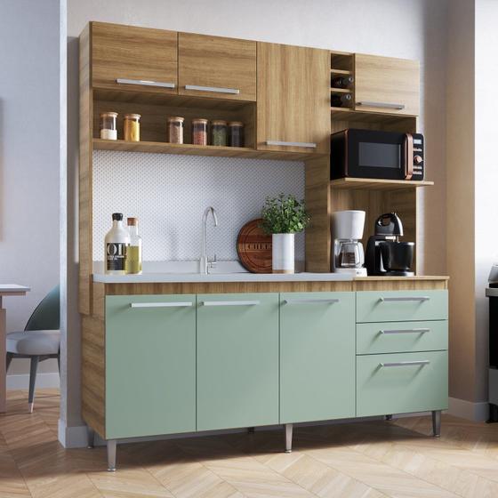 Imagem de Cozinha Compacta Blume 8 Portas 2 Gavetas com Nichos e com Espaço Forno e Micro-ondas 186,5cm