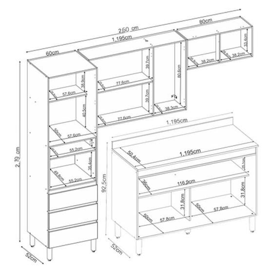 Imagem de Cozinha Compacta com Balcão Ambiente Lazuli Amêndola Touch Nude Prime TX - Demóbile 