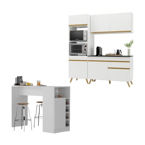 Imagem de Cozinha Compacta com Bancada Americana/Mesa Veneza Multimóveis MP2211