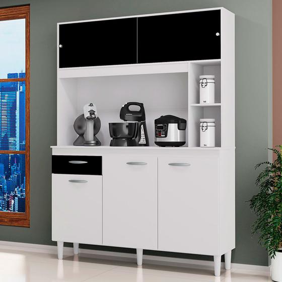 Cozinha Compacta Duda 5 Portas 1 Gaveta Branco/Preto - Poquema Menor preço em Cozinha Compacta Duda 5 Portas 1 Gaveta Branco/Preto - Poquema