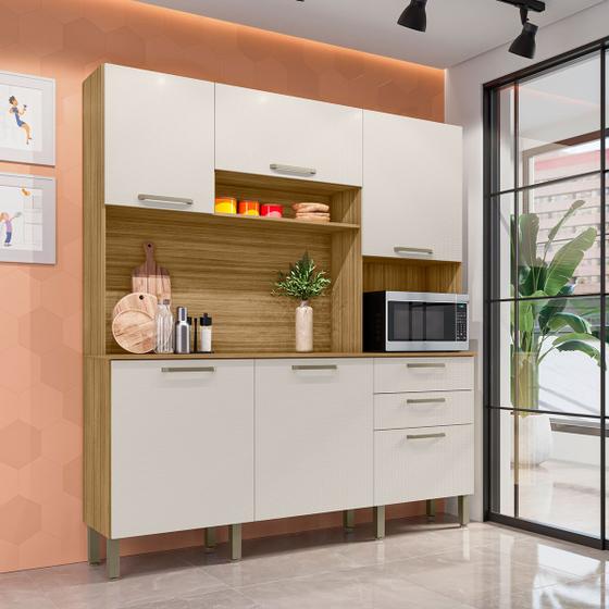 Imagem de Cozinha Compacta Ferrara 6 Portas 2 Gavetas Freijó/Soft - Kits Paraná