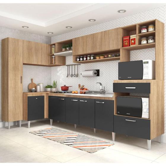 Imagem de Cozinha Compacta Inova I com 11 Portas - Carvalho/Grafite