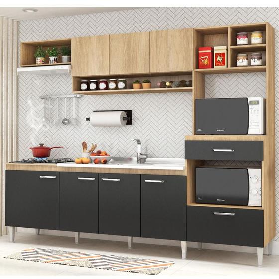 Imagem de Cozinha Compacta Inova III com 8 Portas - Carvalho/Grafite