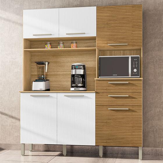 Cozinha Compacta Montesa 6 Portas 2 Gavetas Ripado 3D Freijó/Supremo - Kits Paraná Menor preço em Cozinha Compacta Montesa 6 Portas 2 Gavetas Ripado 3D Freijó/Supremo - Kits Paraná