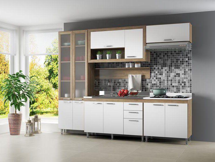 Imagem de Cozinha Compacta Multimóveis Toscana com Balcão