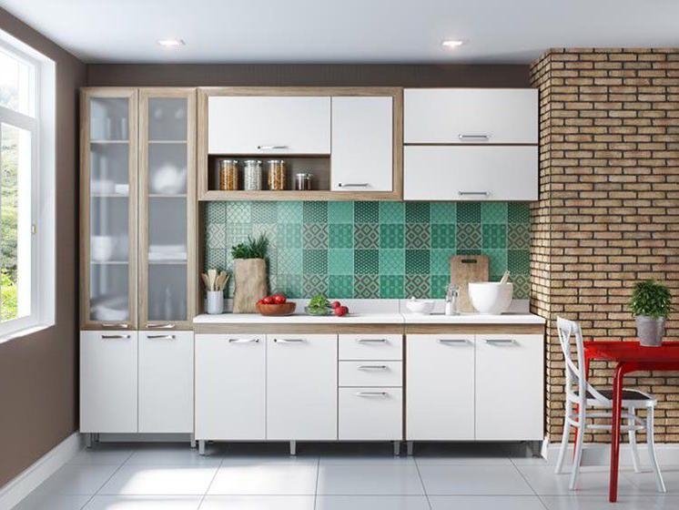 Imagem de Cozinha Compacta Multimóveis Toscana com Balcão