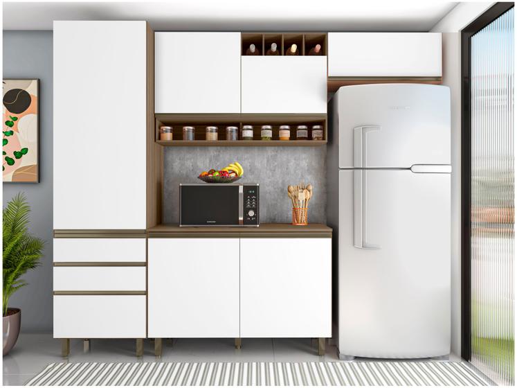 Cozinha Compacta Poliman Móveis Mônaco com Balcão 6 Portas 3 Gavetas Menor preço em Cozinha Compacta Poliman Móveis Mônaco com Balcão 6 Portas 3 Gavetas