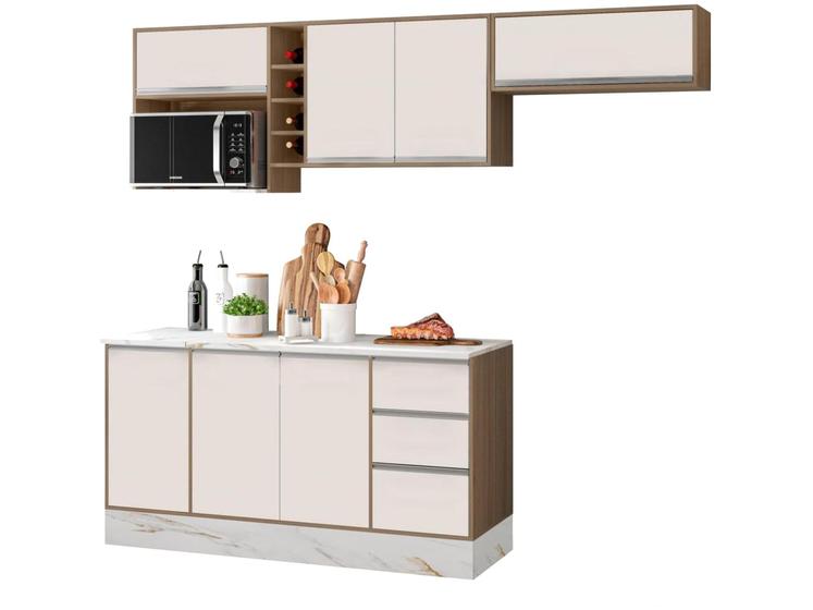 Cozinha Compacta Poliman Móveis Pisa com Balcão 8 Portas 2 Gavetas Menor preço em Cozinha Compacta Poliman Móveis Pisa com Balcão 8 Portas 2 Gavetas