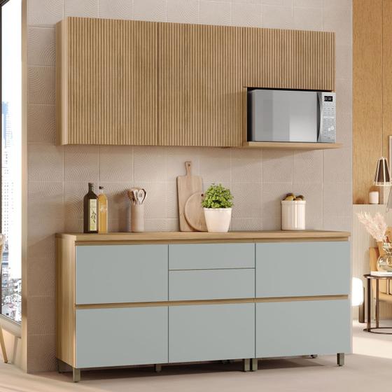 Cozinha Compacta Rainha 5 Portas 5 Gavetas Ripado 100% Mdf Nature/Verde - Nesher Menor preço em Cozinha Compacta Rainha 5 Portas 5 Gavetas Ripado 100% Mdf Nature/Verde - Nesher