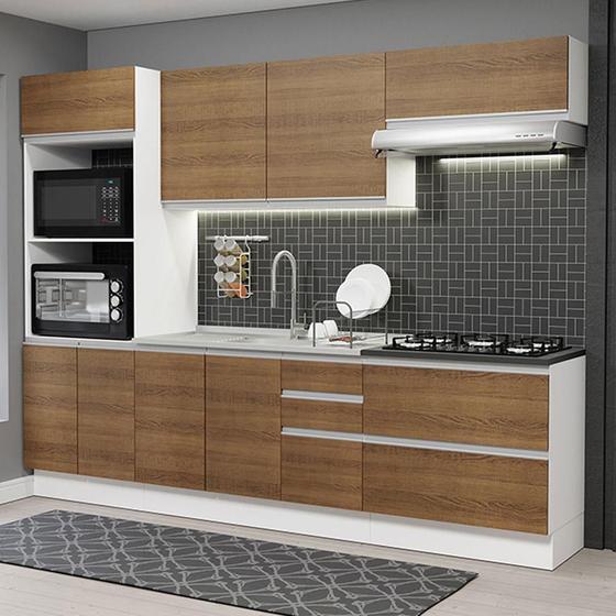 Imagem de Cozinha Completa 100% MDF Madesa Acordes 270006 com Armário e Balcão - Branco/Rustic