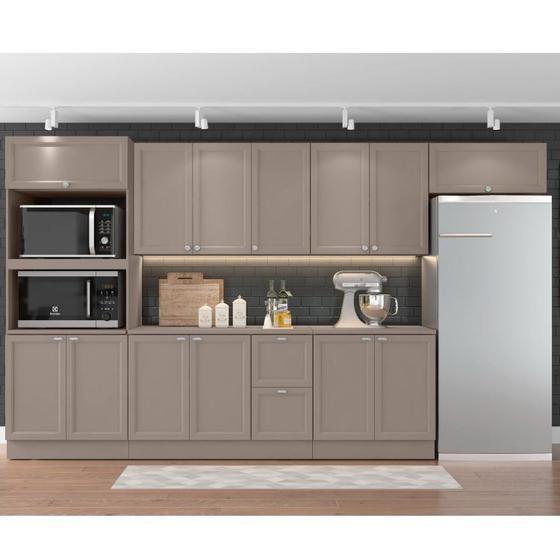 Cozinha Completa 6 Peças 13 Portas 2 Gavetas com Paneleiro Unna Espresso Móveis Menor preço em Cozinha Completa 6 Peças 13 Portas 2 Gavetas com Paneleiro Unna Espresso Móveis