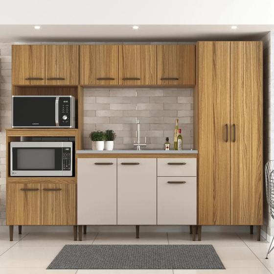 Imagem de Cozinha Completa Berlim com armário e balcão 2,55m Ipê Cristalo Decibal