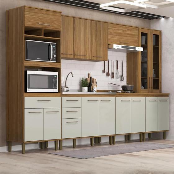 Imagem de Cozinha Completa com armário, balcão e cristaleira Concept Prime Ipê Cristalo Decibal