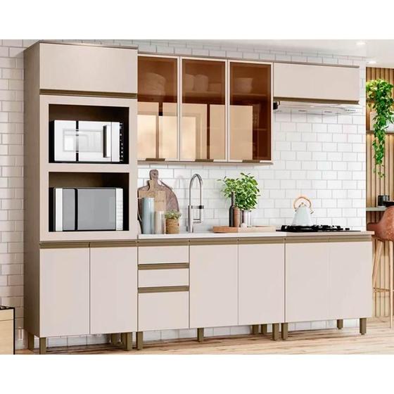 Imagem de Cozinha Completa Connect (2 Aéreos, 2 balcões, 1 Paneleiro, 1 Complemento) 6 Peças Duna/Cristal - Henn