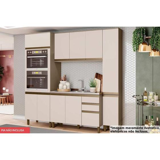 Imagem de Cozinha Completa Connect 4 Peças (1 Armário + 2 Paneleiros + 1 Balcão) C6P19 Duna/Cristal - Henn