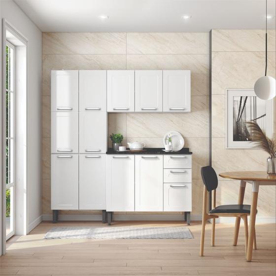 Imagem de Cozinha completa de Aço com Armário 3 Portas, Paneleiro e Balcão Multipla Bertolini Branco