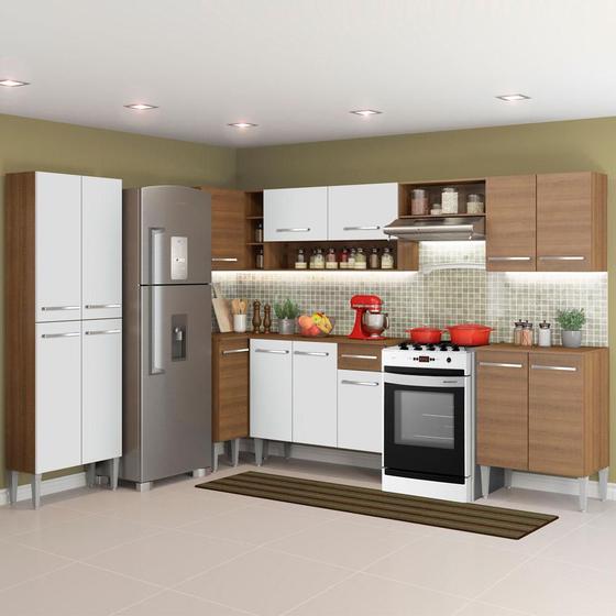 Cozinha Completa de Canto Reto Madesa Emilly Moon com Armário e Balcão 15 Portas 1 Gaveta Menor preço em Cozinha Completa de Canto Reto Madesa Emilly Moon com Armário e Balcão 15 Portas 1 Gaveta