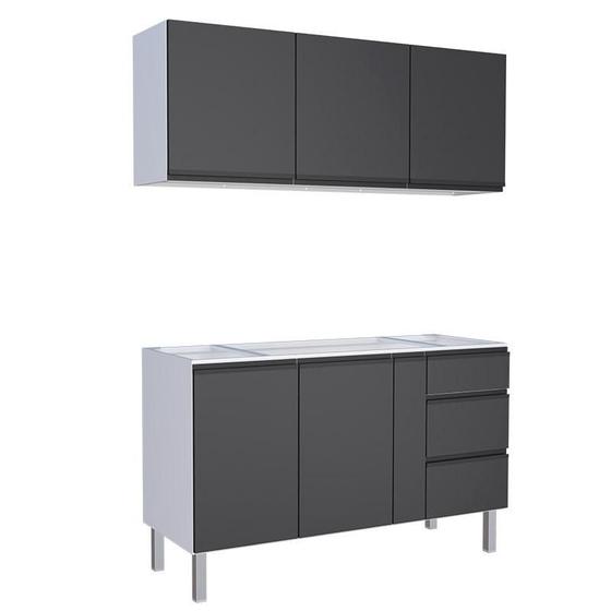 Cozinha Completa Gabinete e Armário Aéreo Gaia 150 Cozimax Preto Menor preço em Cozinha Completa Gabinete e Armário Aéreo Gaia 150 Cozimax Preto