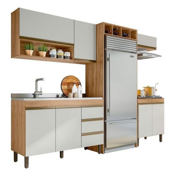 Cozinha Completa Karen Modulada 6 Peças Nature/Off White Peternella Moveis Menor preço em Cozinha Completa Karen Modulada 6 Peças Nature/Off White Peternella Moveis