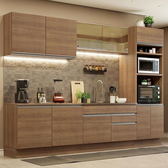 Cozinha Completa Madesa Glamy 310001 com Armário e Balcão (Sem Tampo e Pia) - Rustic Menor preço em Cozinha Completa Madesa Glamy 310001 com Armário e Balcão (Sem Tampo e Pia) - Rustic