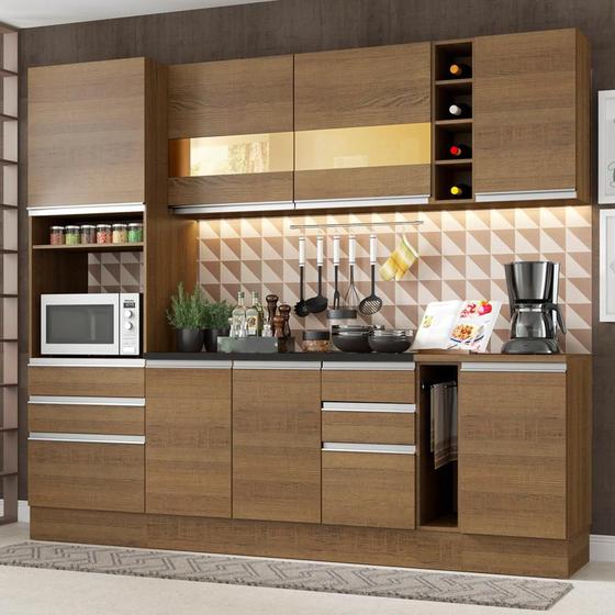 Cozinha Completa Madesa Lazio Com Armário e Balcão (Sem Tampo e Pia) Menor preço em Cozinha Completa Madesa Lazio Com Armário e Balcão (Sem Tampo e Pia)