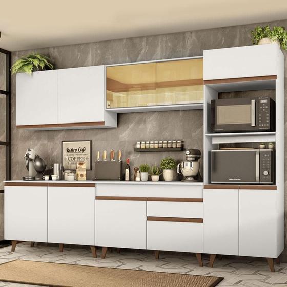 Cozinha Completa Madesa Reims 310001 com Armário e Balcão - Branco Menor preço em Cozinha Completa Madesa Reims 310001 com Armário e Balcão - Branco