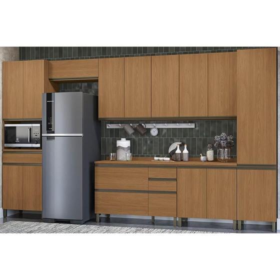 Imagem de Cozinha Completa Maxxi 9 Peças (3Aéreos+2Balcões+2Paneleiros+2Complementos) C9P47 Canela - Kappesberg
