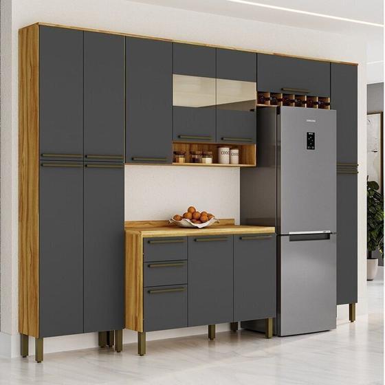 Imagem de Cozinha Completa Modulada 5 Peças com Tampo e Vidro Reflecta 100% Mdf Itália Espresso Móveis