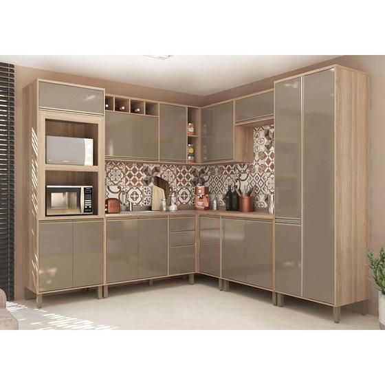 Cozinha Completa Modulada 8 PeAas com ArmArio e BalcAo Mel Luciane MA³veis Menor preço em Cozinha Completa Modulada 8 PeAas com ArmArio e BalcAo Mel Luciane MA³veis