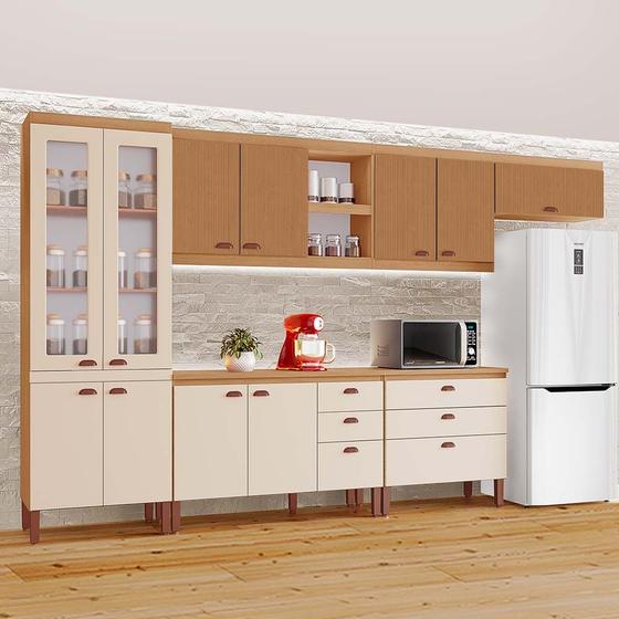 Imagem de Cozinha Completa Modulada Ágata 100% MDF com 2 Balcões 11 Portas e 6 Gavetas Tuboarte