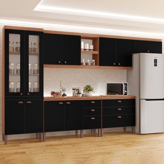 Cozinha Completa Modulada Ágata 100% MDF com 2 Balcões 11 Portas e 6 Gavetas Tuboarte Menor preço em Cozinha Completa Modulada Ágata 100% MDF com 2 Balcões 11 Portas e 6 Gavetas Tuboarte