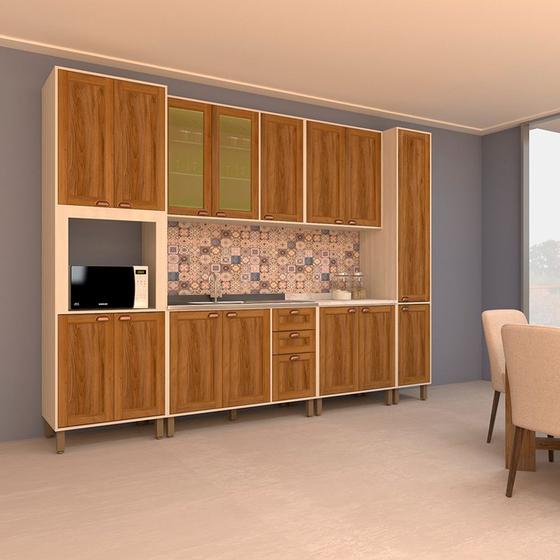 Imagem de Cozinha Completa Modulada com 6 Peças e Vidro Reflecta Sofia Luciane Móveis