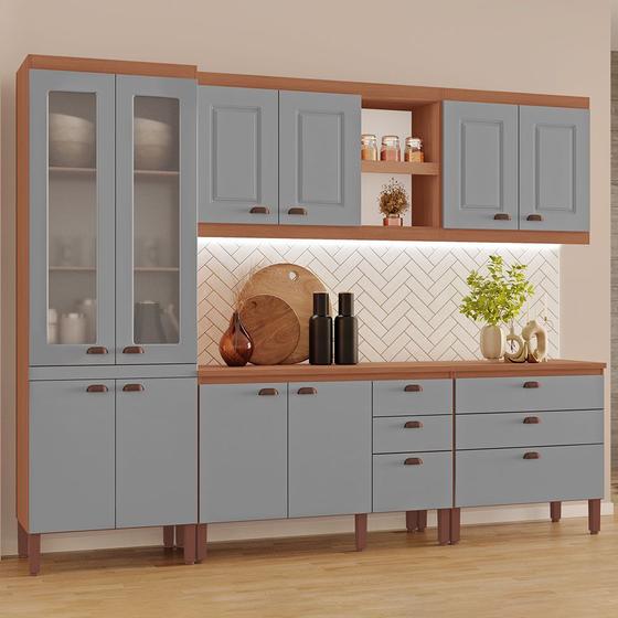 Cozinha Completa Modulada Jessica 100% MDF com 2 Balcões Independentes 10 Portas e 6 Gavetas Tuboarte Imagem de Cozinha Completa Modulada Jessica 100% MDF com 2 Balcões Independentes 10 Portas e 6 Gavetas Tuboarte