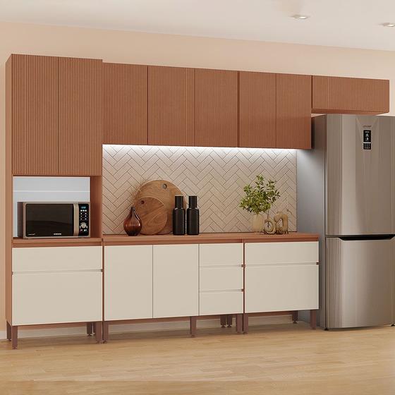 Cozinha Completa Modulada Raissa 100 MDF com 2 Balcões 12 Portas e 5 Gavetas Tuboarte Menor preço em Cozinha Completa Modulada Raissa 100 MDF com 2 Balcões 12 Portas e 5 Gavetas Tuboarte