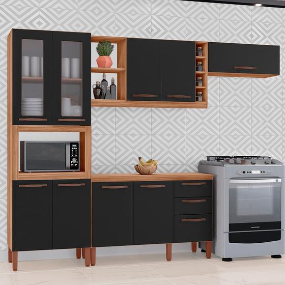 Imagem de Cozinha Completa Modulada Tuboarte Larissa 100% MDF com Balcão 9 Portas, 3 Gavetas e Adega