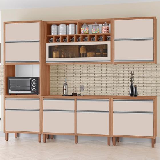 Cozinha Completa Modulada Tuboarte Maitê 100% MDF com 2 Balcões 9 Portas e 4 Gavetas Menor preço em Cozinha Completa Modulada Tuboarte Maitê 100% MDF com 2 Balcões 9 Portas e 4 Gavetas