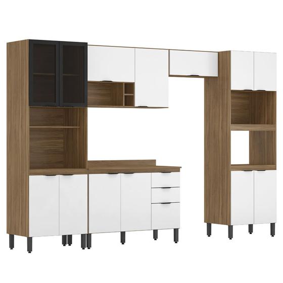 Imagem de Cozinha Completa Modular Firenze 6 Peças Composição 1 Amêndola Touch Branco FI0001 Demóbile