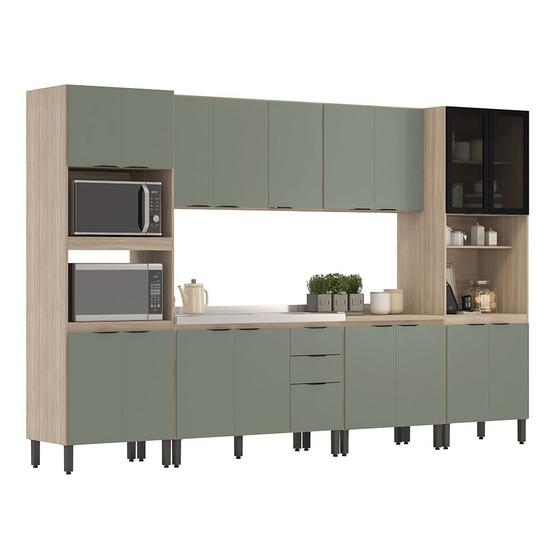 Imagem de Cozinha Completa Modular Firenze Sem Tampo 6 Peças Avena Touch Menta FMT006 Demóbile