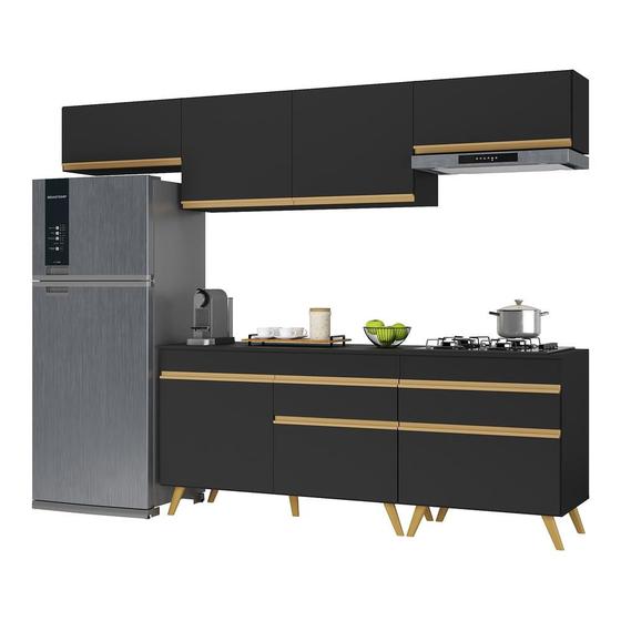 Cozinha Completa Multimóveis Veneza GB FG3708 com Armário e Balcão Preta Menor preço em Cozinha Completa Multimóveis Veneza GB FG3708 com Armário e Balcão Preta