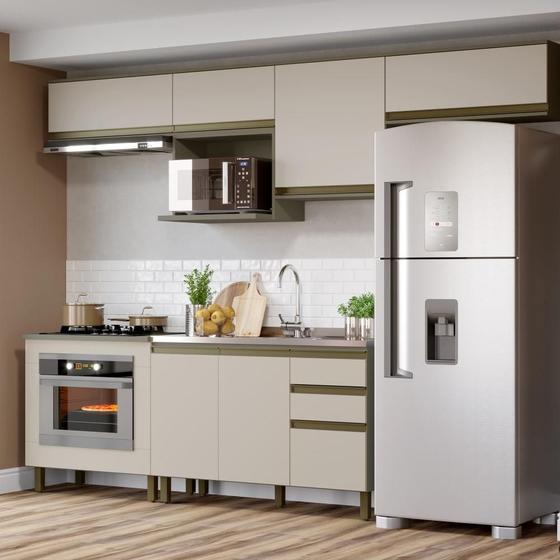 Cozinha Completa Planejada 6 Portas 2 Balcões Organizadores 5 Armários Aéreos MDF Areia Marrom Menor preço em Cozinha Completa Planejada 6 Portas 2 Balcões Organizadores 5 Armários Aéreos MDF Areia Marrom