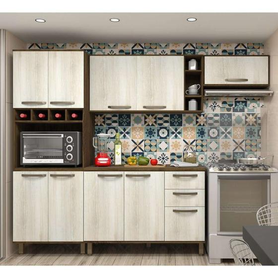 Cozinha completa Sara 4 peças Legno Crema - Luciane - Cozinha Compacta ...