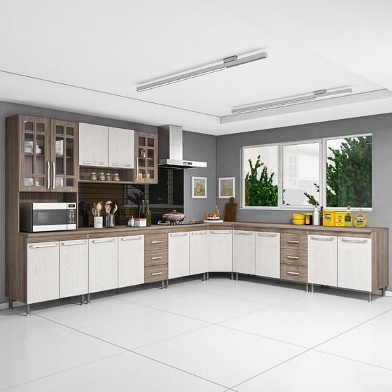 Cozinha Completa Sophie Paris Modulada 7 Peças 600 Cm 16 Portas 6 Gavetas Com Tampo Nogal Salinas Menor preço em Cozinha Completa Sophie Paris Modulada 7 Peças 600 Cm 16 Portas 6 Gavetas Com Tampo Nogal Salinas
