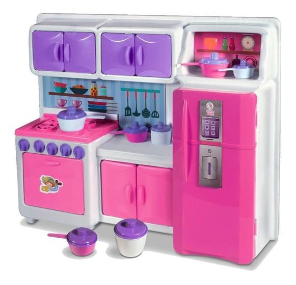 Imagem de Cozinha Cristal Rosa Infantil Geladeira Fogao Completa