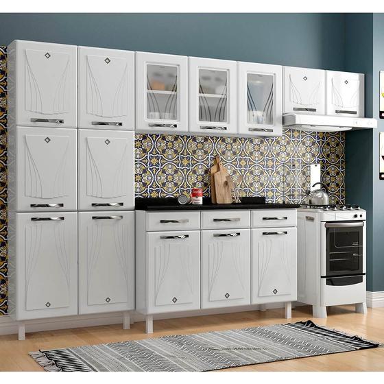 Imagem de Cozinha de Aço Completa Telasul Star New C/ Vidro e Balcão Branca