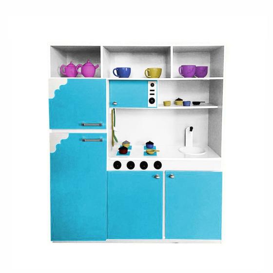 Imagem de Cozinha de Brinquedo Infantil 130cm Azul/Branco - Criança Feliz