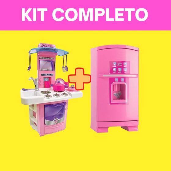 Cozinha Fogão Mini Geladeira Big Completa Kit Infantil Rosa - Fenix Industria e Comercio